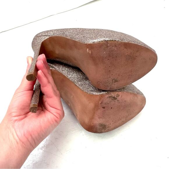 Steve Madden Dejavu Soft Gold Platform Heels Size 6 - Picture 7 of 8
